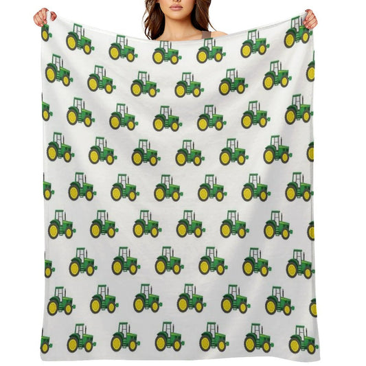 Green Tractors - Farming - Farm Themed Throw Blanket