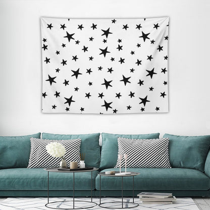 Stars - Black on White Tapestry