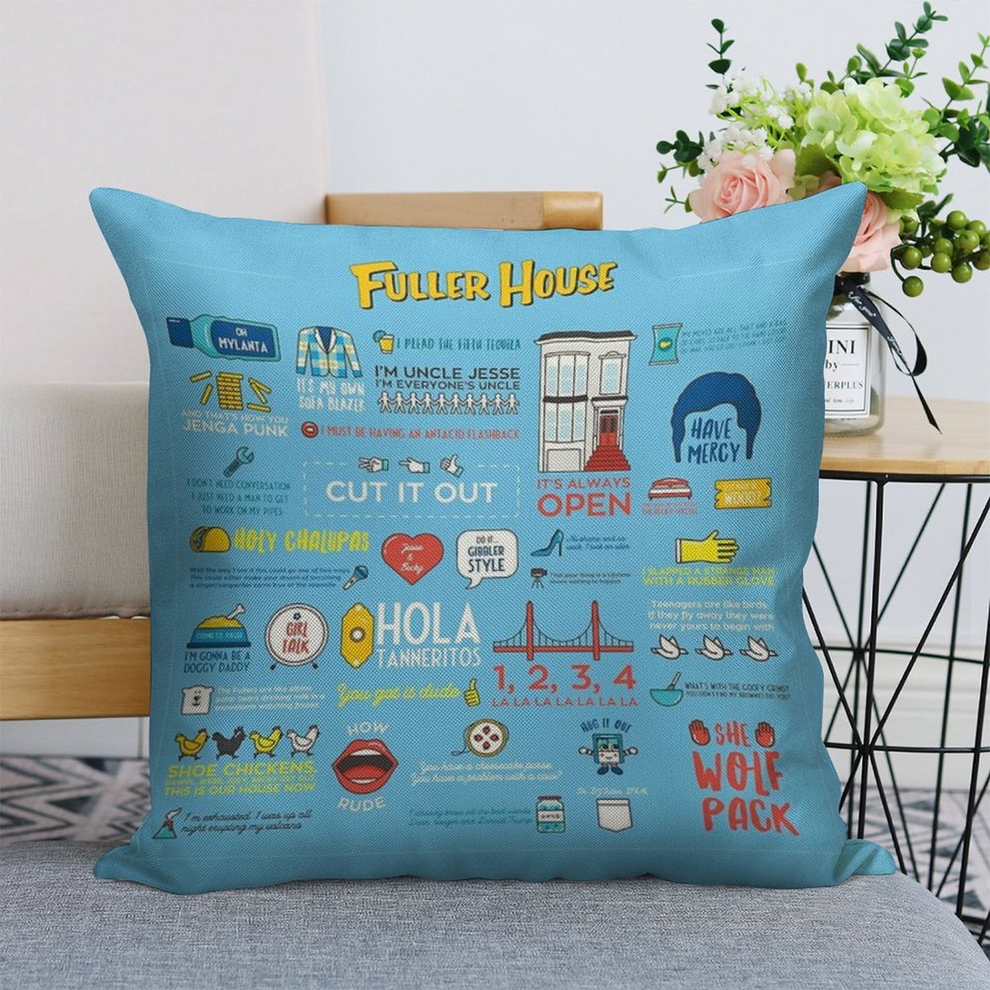 Fuller House Quotes Linen Throw Pillow Cover