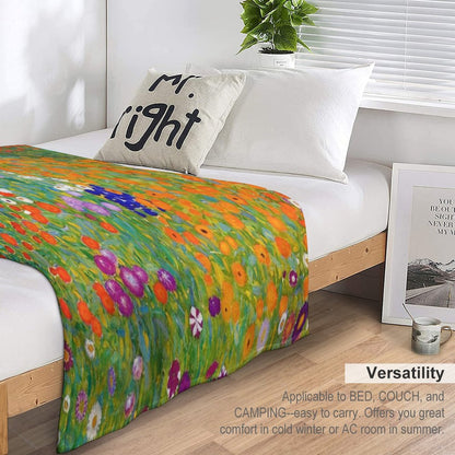 Gustav Klimt - Flower Garden Throw Blanket