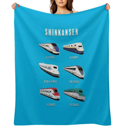 Japanese Shinkansen Bullet Trains Throw Blanket