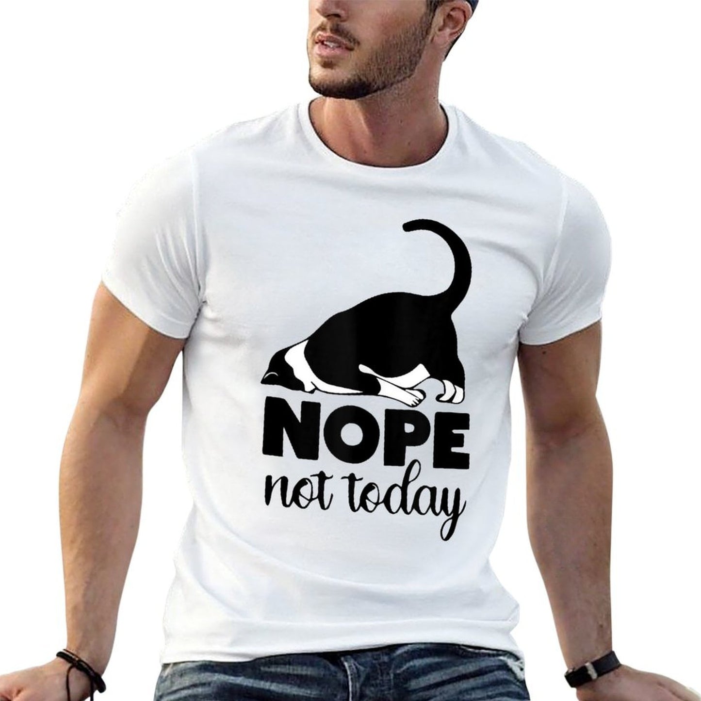 Nope Not Today Cat Funny Kitten Cat Mom Cat Dad Cat Lover  Relaxed-fit T-Shirt