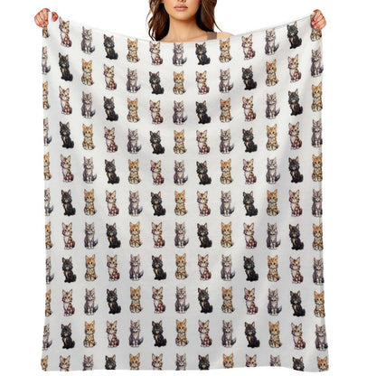 Cute Maine Coon Cats Throw Blanket