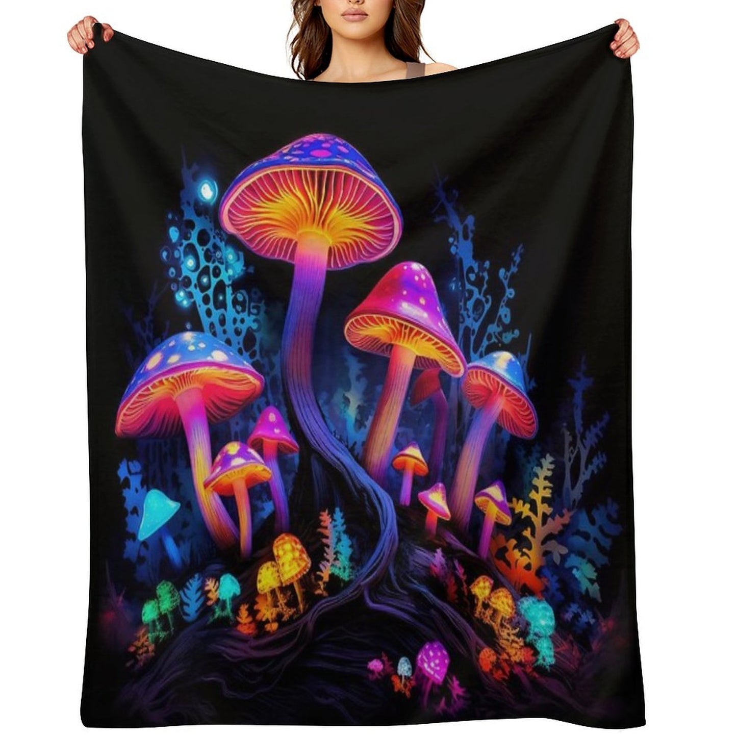MAGIC MUSHROOMS PSYTRANCE TAPESTRY Throw Blanket