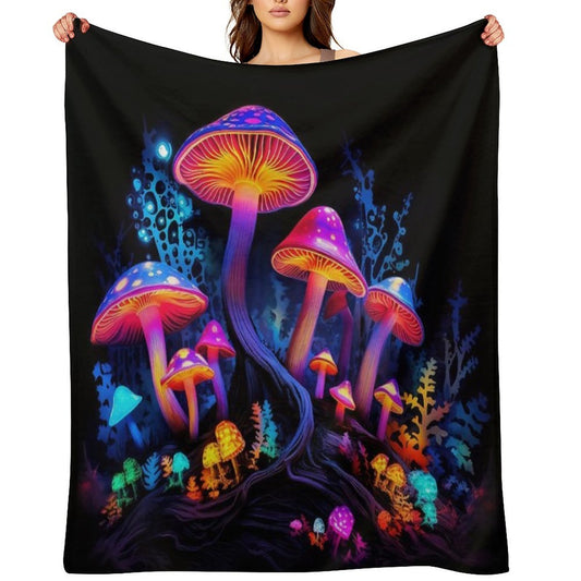 MAGIC MUSHROOMS PSYTRANCE TAPESTRY Throw Blanket