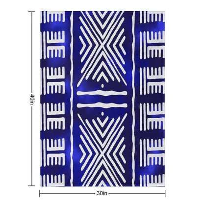 Blue African Mud Cloth Design Throw Blanket