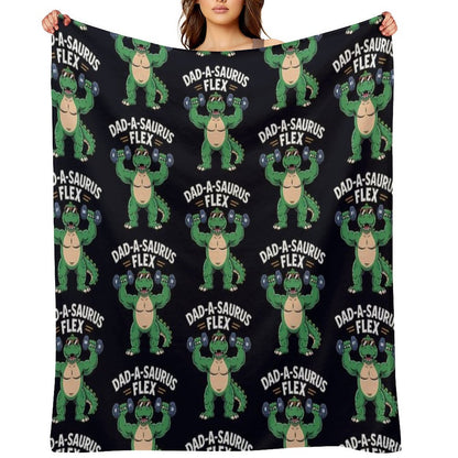 Dad-A-Saurus Flex Dino Dad Father's Day Throw Blanket
