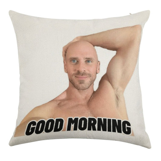 Johnny Sins Good Morning Linen Throw Pillow Cover