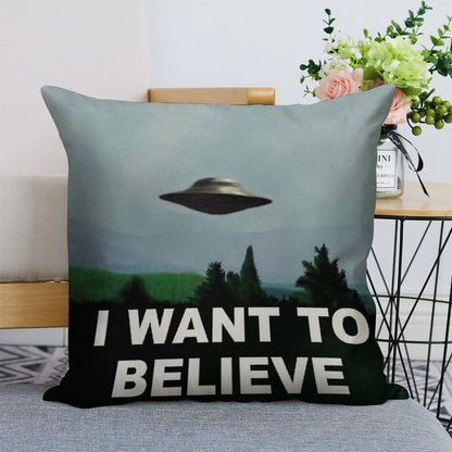 I Want to Believe Linen Throw Pillow Cover