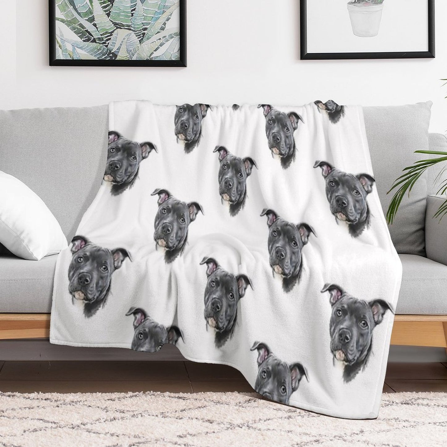 Blue Staffy Throw Blanket