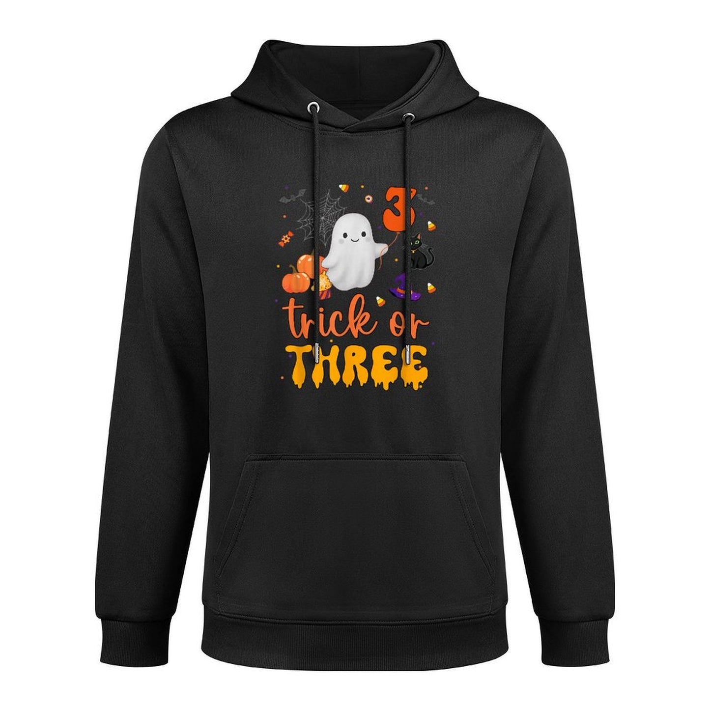Trick Or Three Ghost Pumpkins Cat Halloween 3rd Birthday Boy Easy Care Hoodie