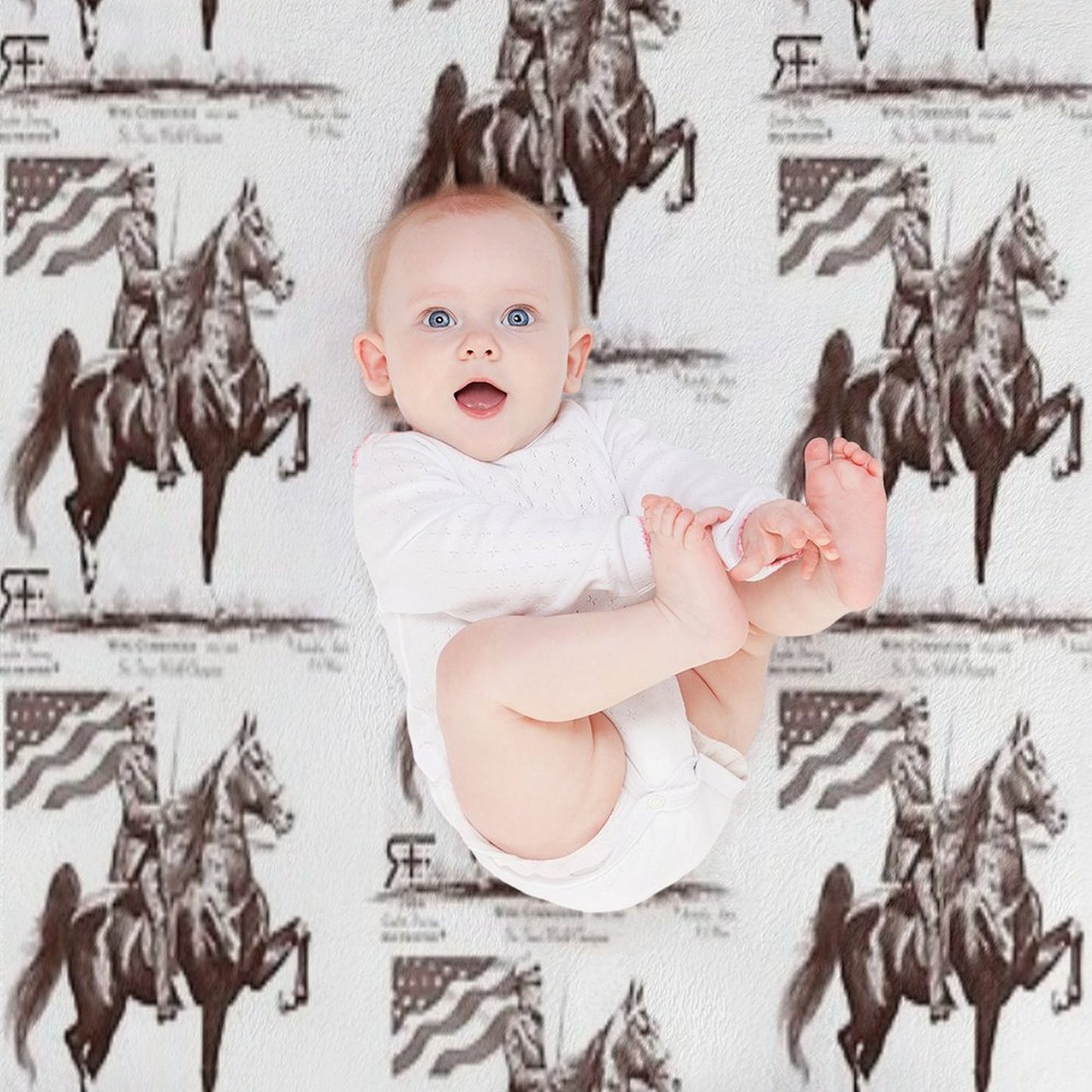 Red Frontier Wing Commander American Saddlebred Flag Drawing Throw Blanket