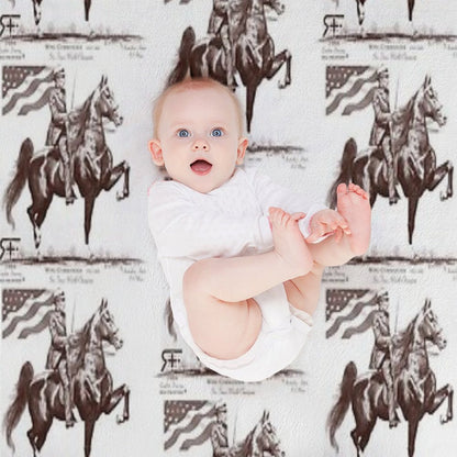 Red Frontier Wing Commander American Saddlebred Flag Drawing Throw Blanket