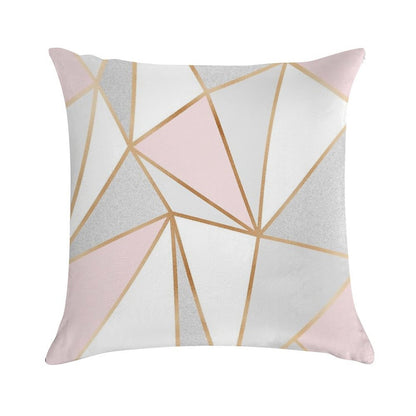 Pink, Grey & Gold Geo Soft Durable Construction Throw Pillow