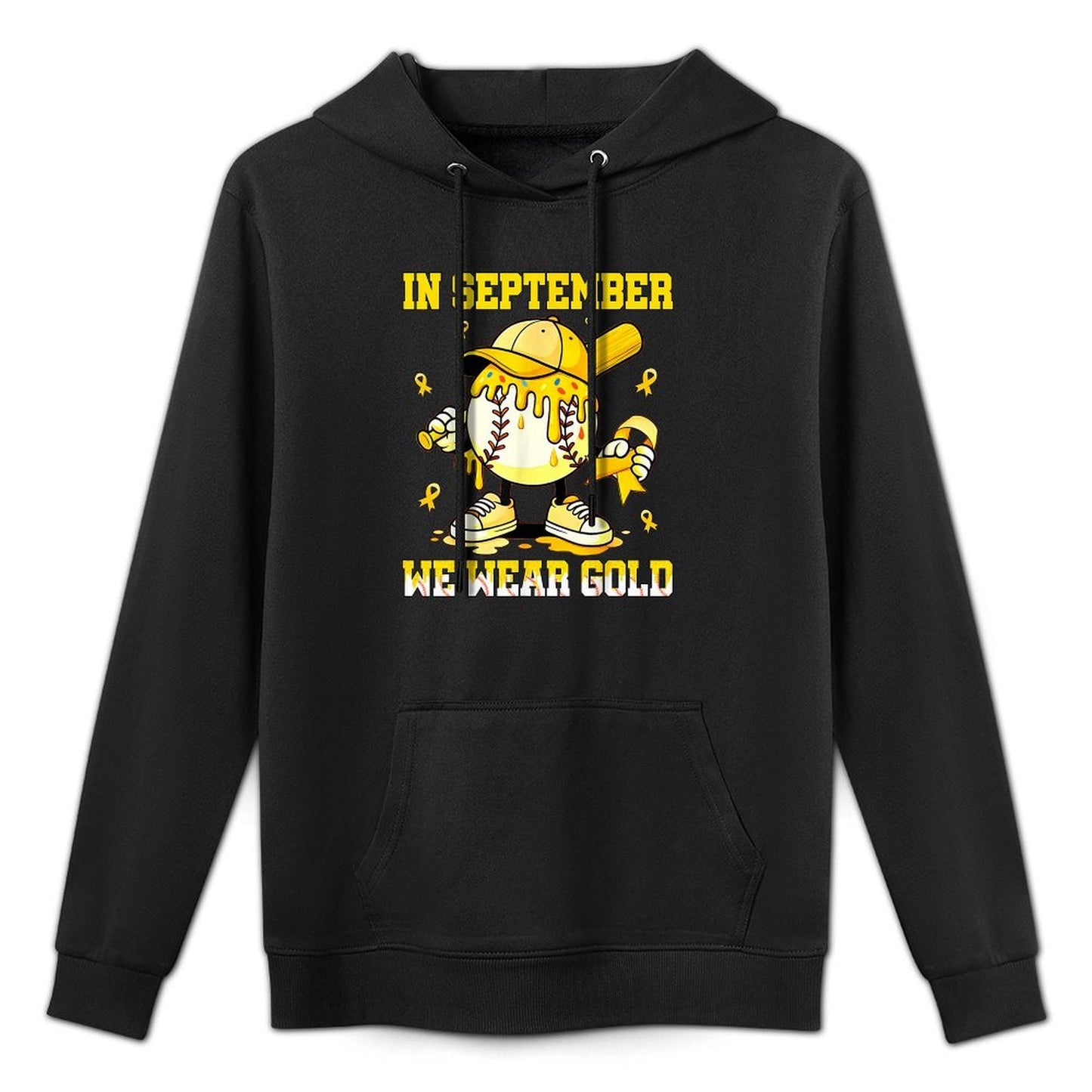 in September We Wear Gold Baseball Drip Boy Childhood Cancer Relaxed Fit Hoodie