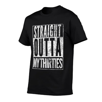 Straight Outta My Thirties 1980 40th Birthday Gift 40 Years  Ribbed Collar T-Shirt