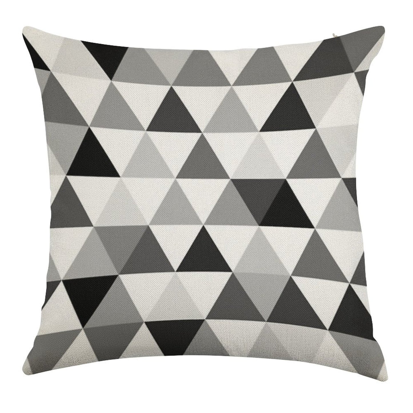 Triangles in Black, Grey And White Linen Throw Pillow Cover