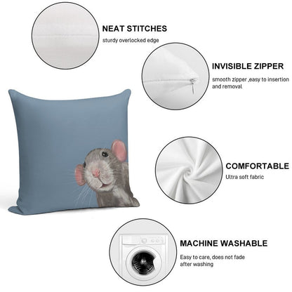 The Peeking Rat Soft Reinforced Edging Throw Pillow