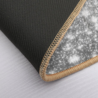 Galaxy Sparkle Stars Silver Gray Bath Mat