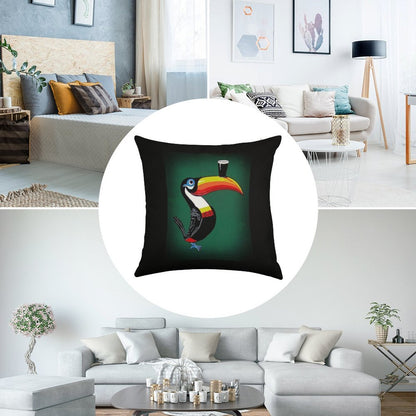 Toucan Linen Throw Pillow Cover