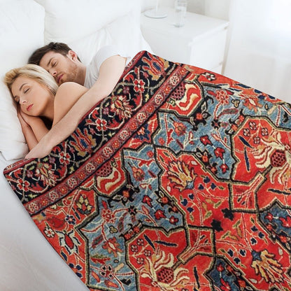 Kashan Poshti Central Persian Rug Print Throw Blanket