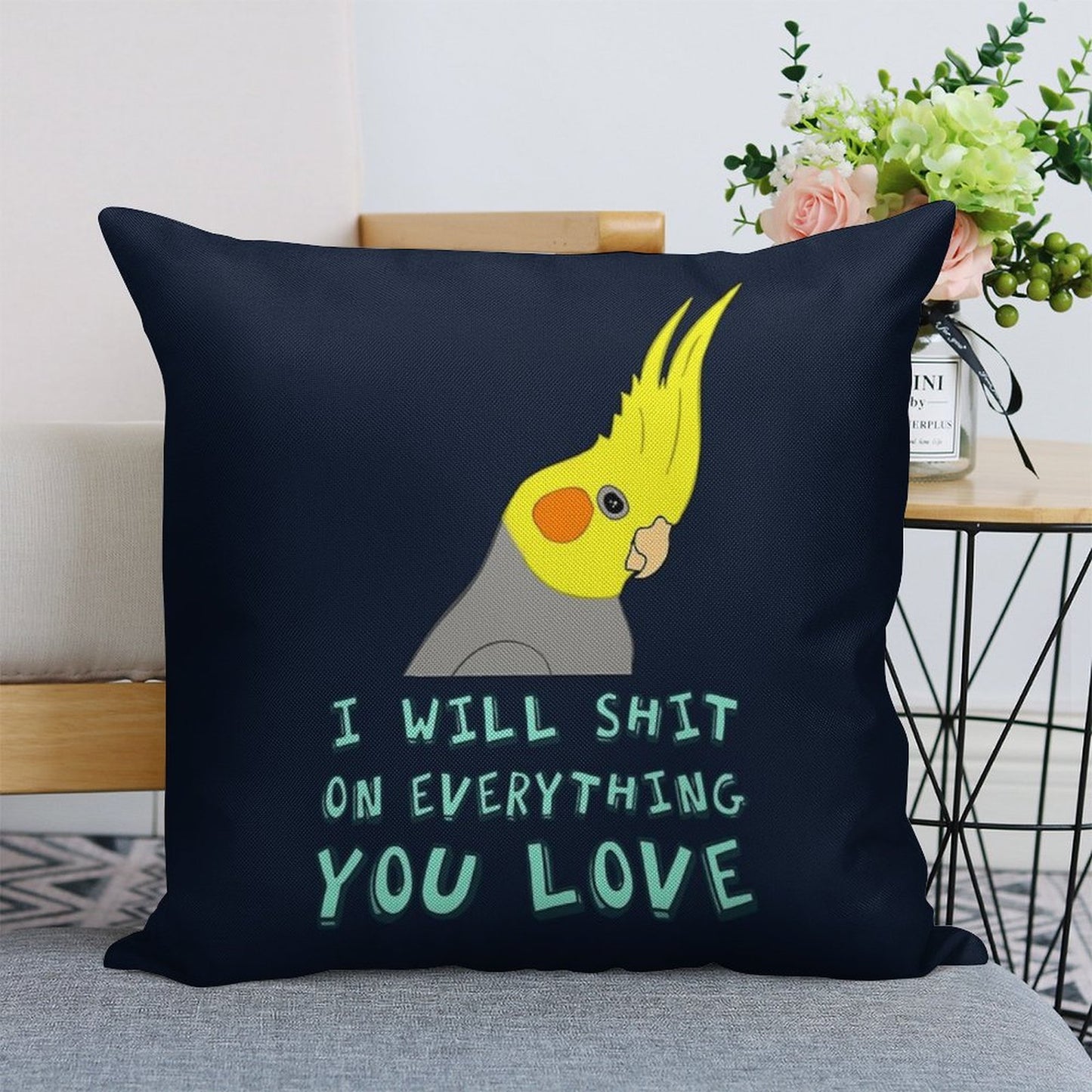 I Will Shit on Everything You Like Linen Throw Pillow Cover