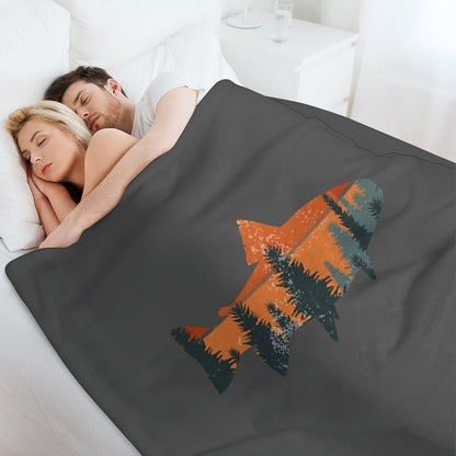 Trout Fly Fishing Nature Outdoor Fisherman Gift Throw Blanket