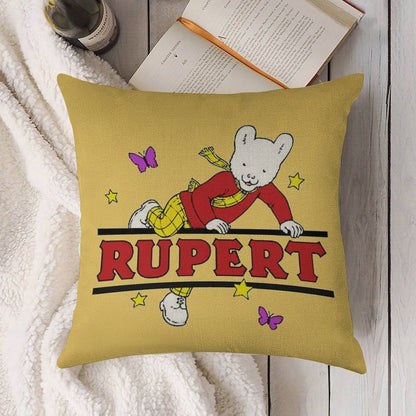 Rupert Bear Linen Throw Pillow Cover