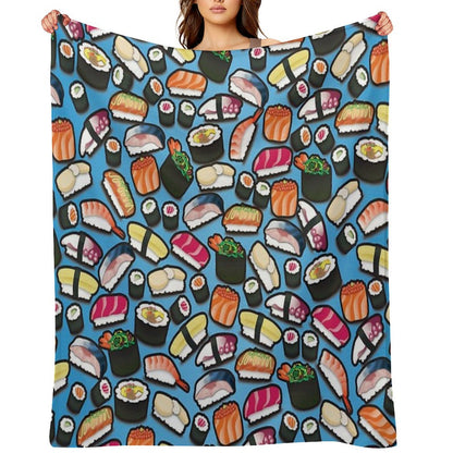 Blue Sushi Throw Blanket