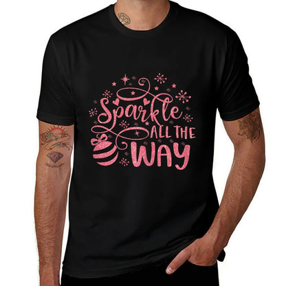 Sparkle All The Way Cute Christmas Pink For Girls  Summer-ready Fabric T-Shirt