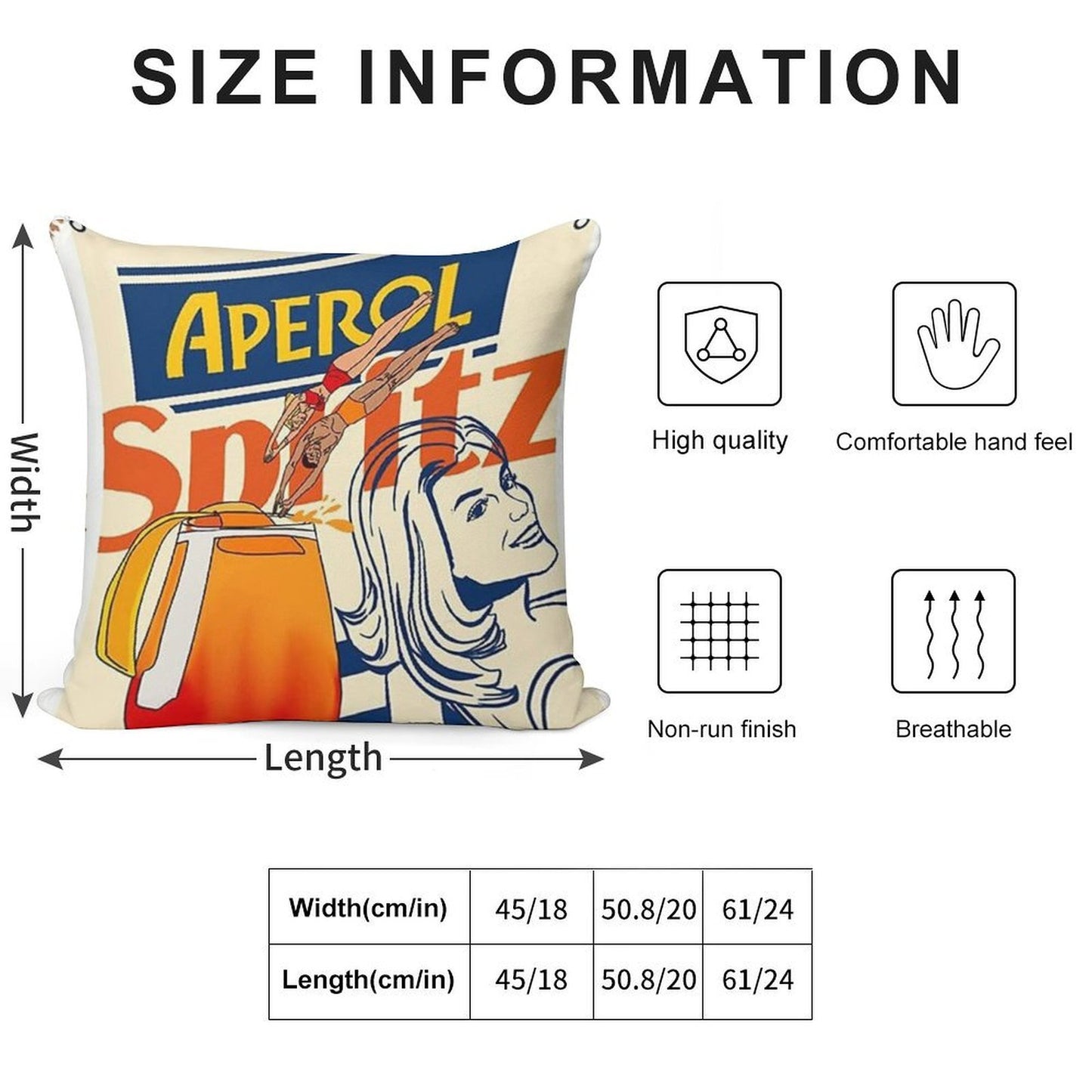 Aperol Spritz Art Print Soft Anti-Pilling Throw Pillow