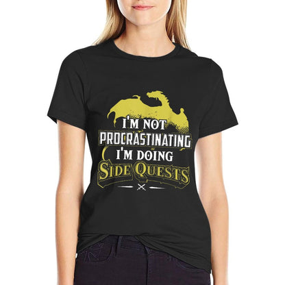 RPG Gamer I&#39;m Doing Side Quests - Casual Crew Neck,, Adult Polyester (Black) T-Shirt