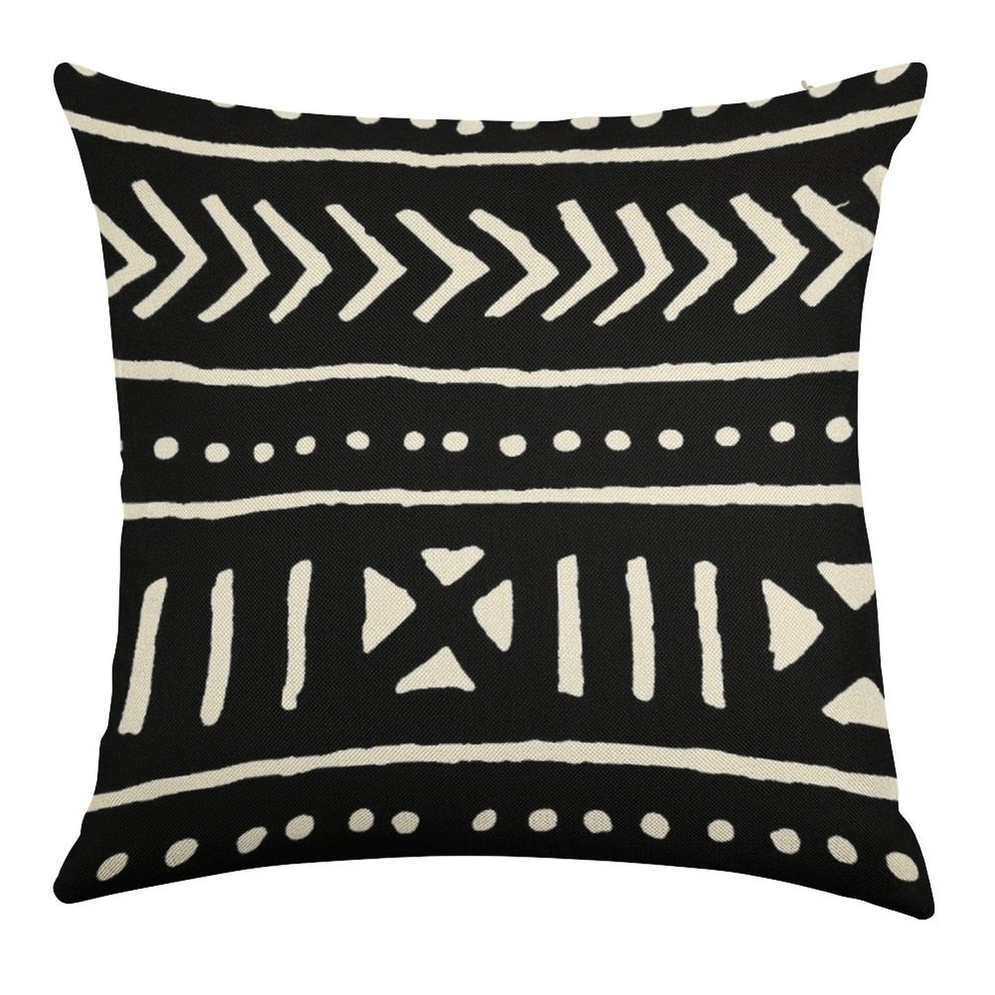 African Mud Cloth Black And White Linen Throw Pillow Cover
