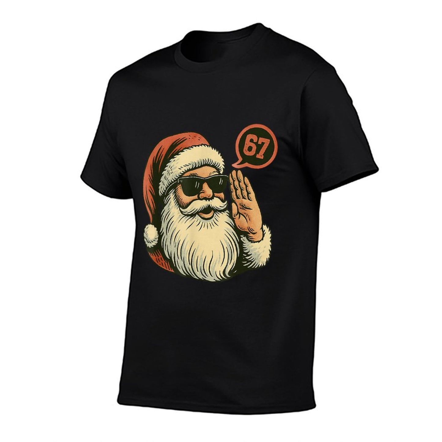 67 Christmas Funny Six Seven Meme Brainrot Santa Claus Boys  Rolled Sleeves T-Shirt