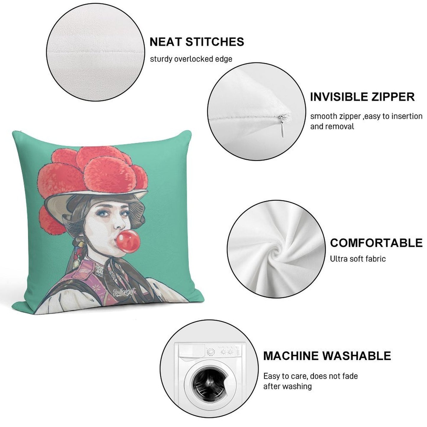 Black Forest Girl Emma with Bubblegum Soft Ultra-Soft Texture Throw Pillow