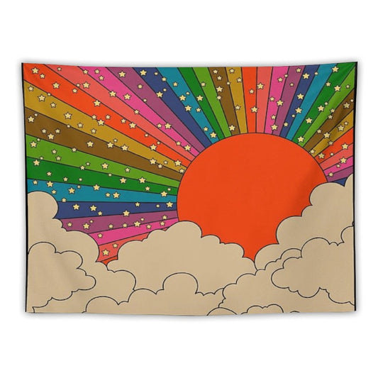 Rainbow 70s Sun Tapestry