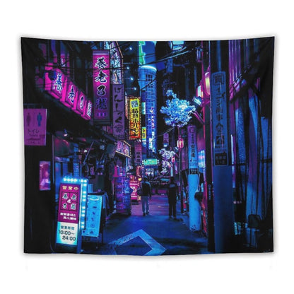 Blue Tokyo Alleys Tapestry