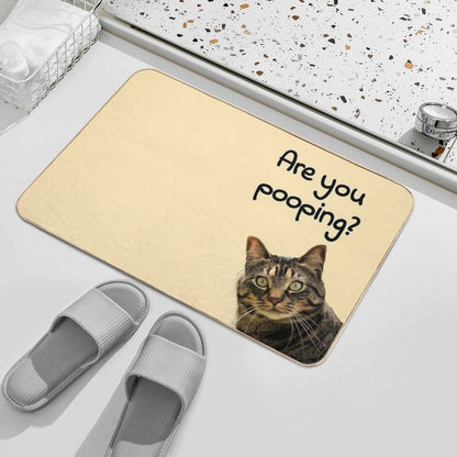 Are You Pooping - Funny Cat Meme for Bathroom Or Restroom Decoration  Toxin-Free Bath Mat