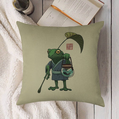 A Frog And His Son Linen Throw Pillow Cover