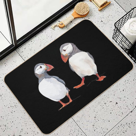 Puffin Friends Dancing - Illustration Bath Mat