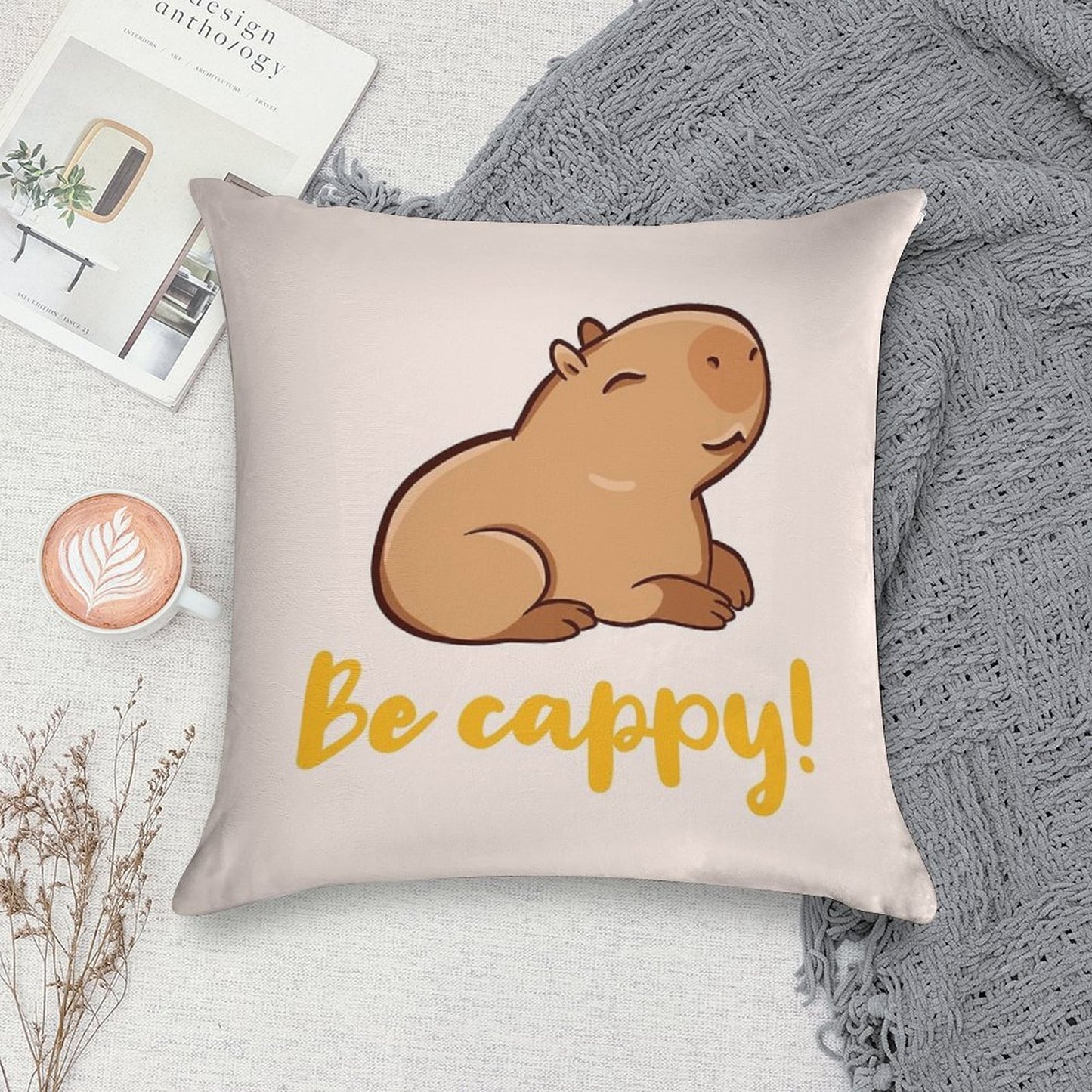 Cute Capybara, Be Cappy! Like A Capybara, Capy Soft Anti-Pilling Throw Pillow