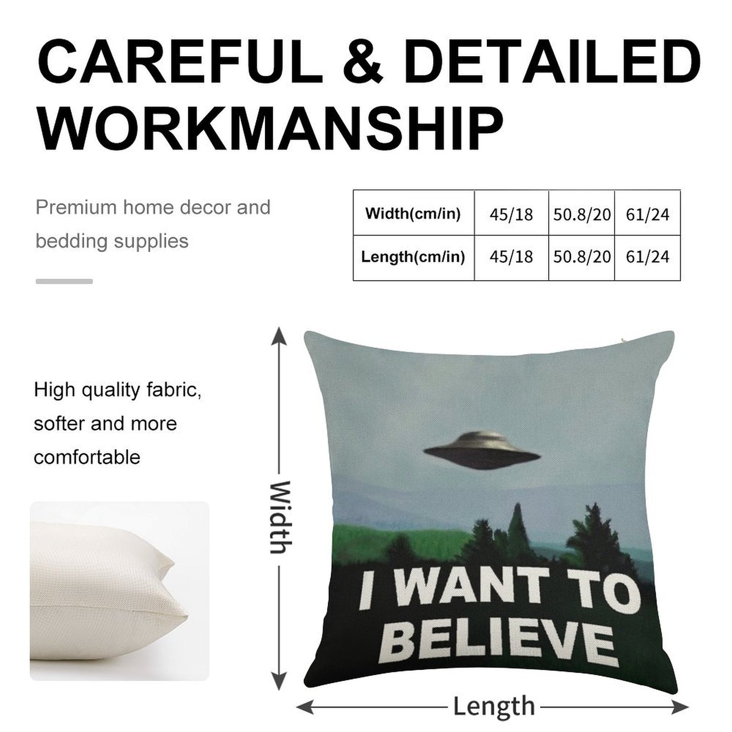 I Want to Believe Linen Throw Pillow Cover