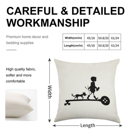 Coraline's Journey Linen Throw Pillow Cover