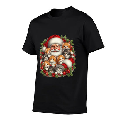 Santa Claus And Kittens Merry Christmas for Women Kids  Affordable Price T-Shirt