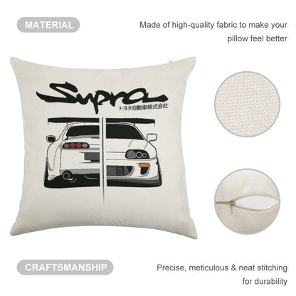 Toyota Supra MK IV - CarCorner Linen Throw Pillow Cover