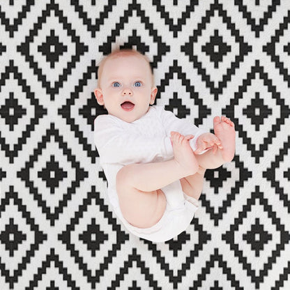 Aztec - Black on White Throw Blanket