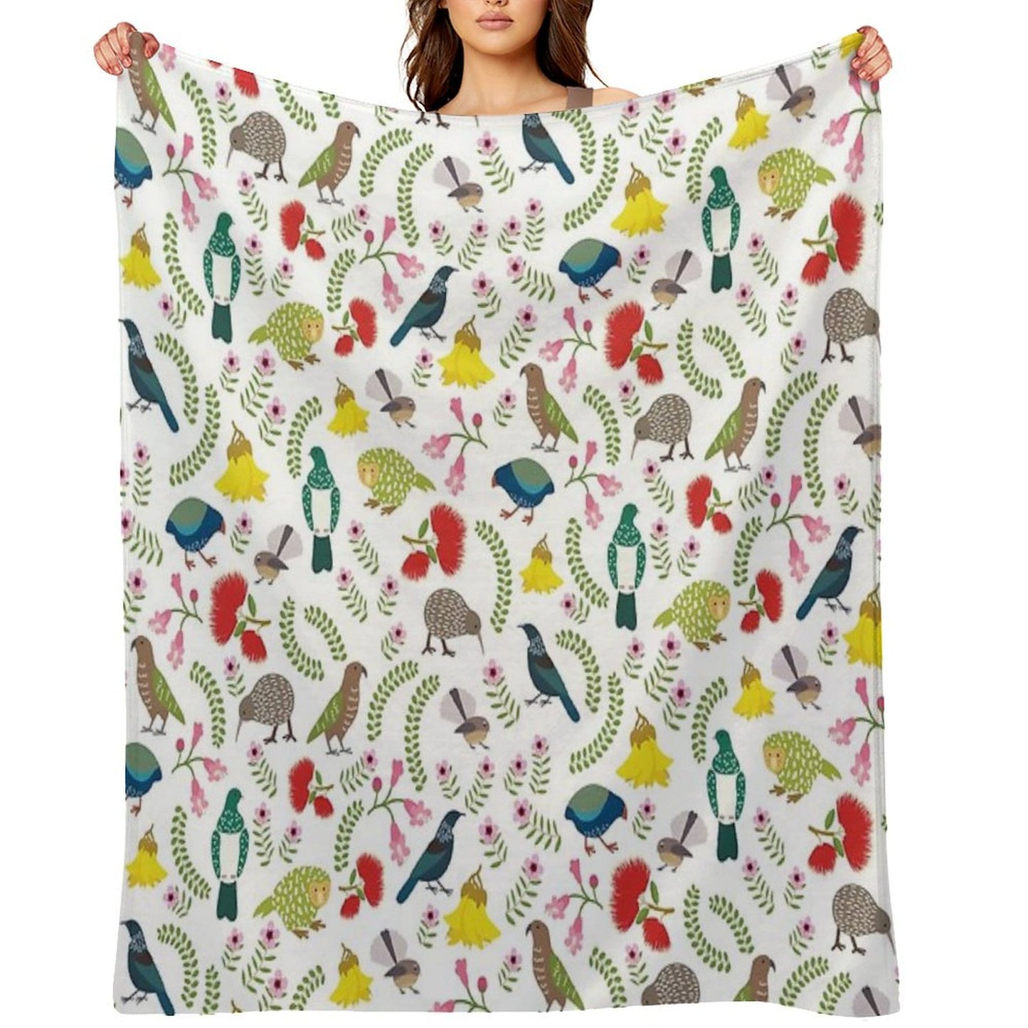 New Zealand Birds And Flowers Throw Blanket