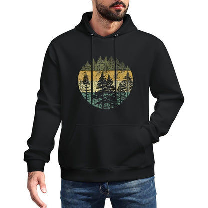 Retro Forest Trees Outdoors Nature Women Men Vintage Graphic Customizable Surface Hoodie