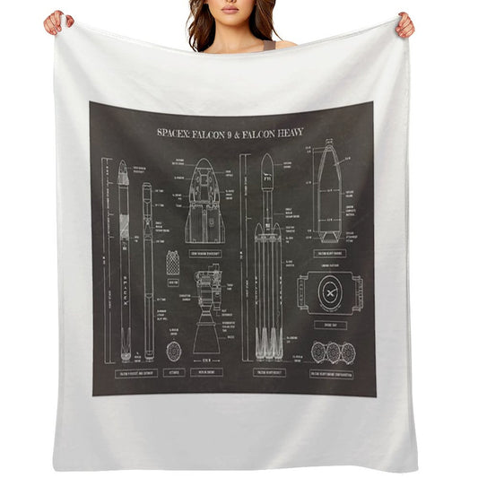SPACEX Falcon 9 & Falcon Heavy (Blackboard) Throw Blanket