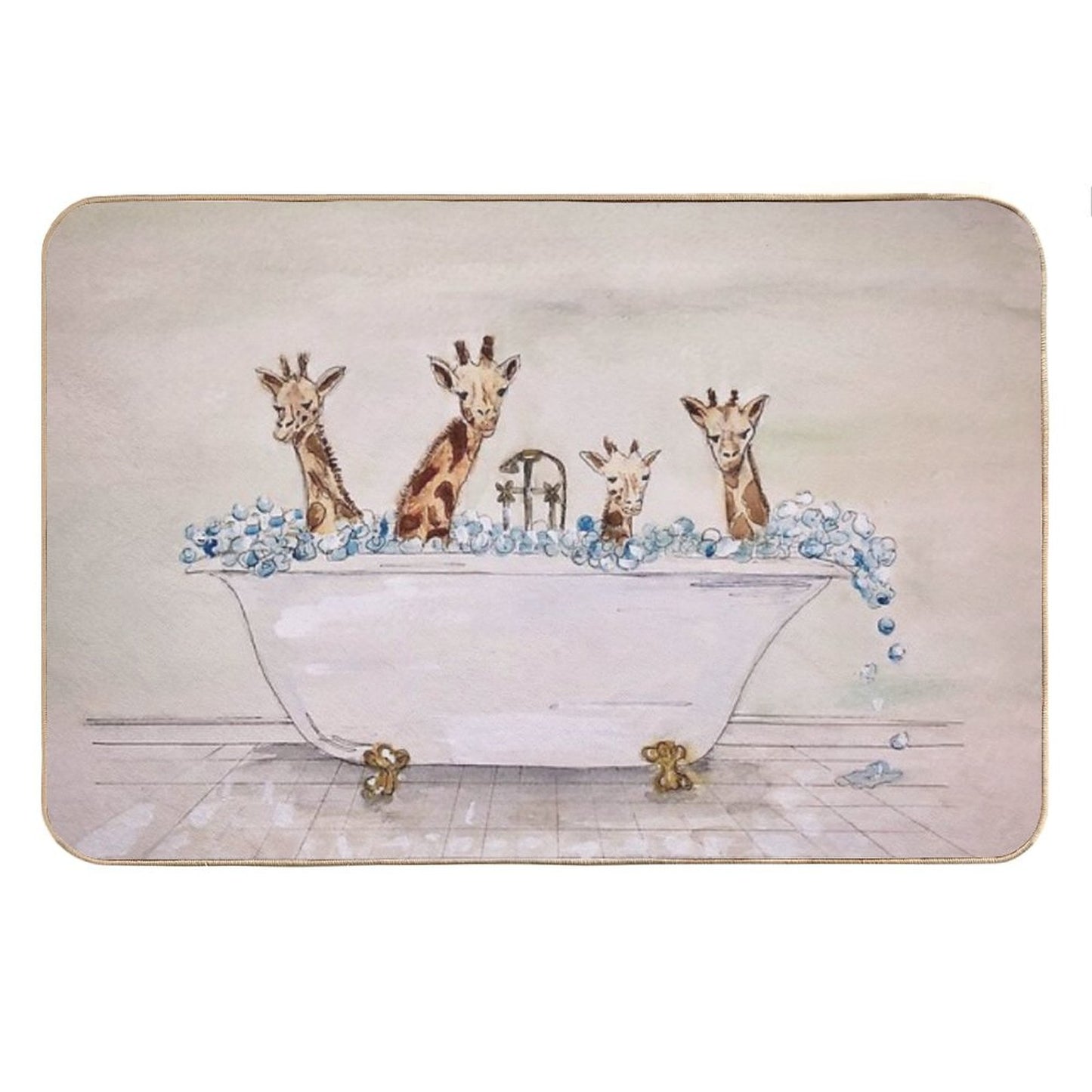 Giraffes in A Tub Bath Mat